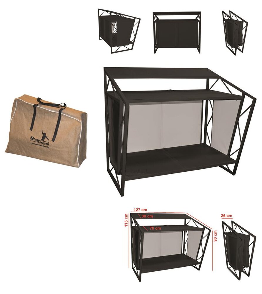 Dj booth black foldable with transportation bag photo