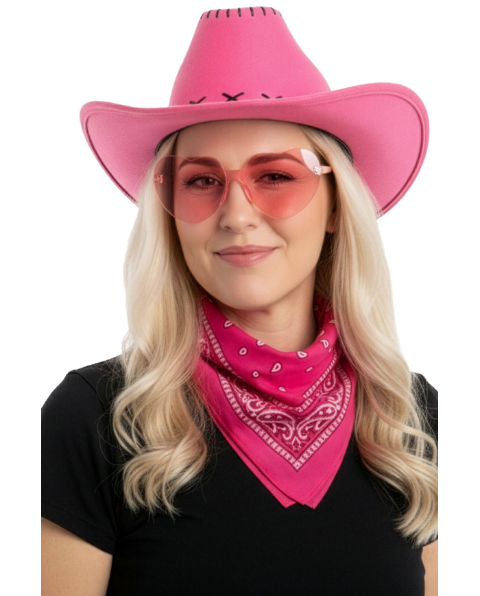 Σετ Μεταμφίεσης Ροζ Cow Girl ( Καπέλο, Γυαλιά, Μπαντάνα ) photo